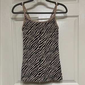 Flexees Zebra Print Camisole in Black and Tan very light support size large
